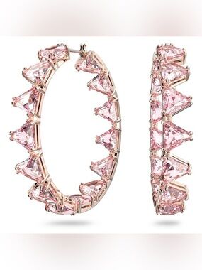 Swarovski Ortyx hoop earrings triangle cut Pink